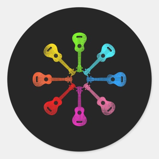 Hawaiian Ukulele Uke Rainbow Ukulele Runder Aufkleber (Vorderseite)