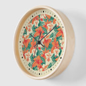 Hawaiian vibe colorful tropical flowers pattern uhr (Winkel)