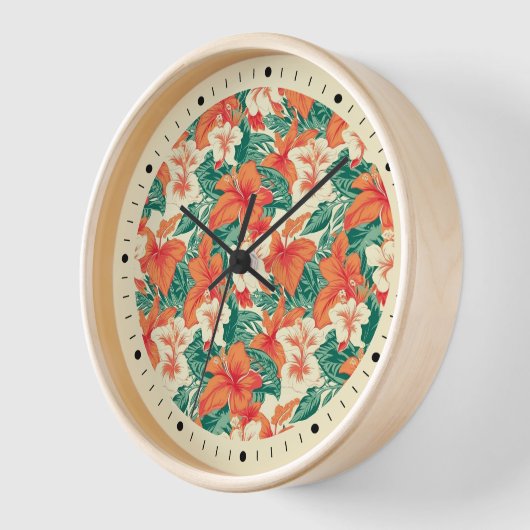 Hawaiian vibe colorful tropical flowers pattern uhr (Winkel)