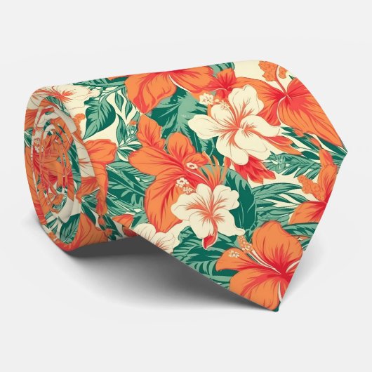 Hawaiian vibe tropical flowers leaves pattern 2 krawatte (Gerollt)