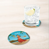 Hawaiian Vintag Mele Kalikimaka Postcard Runder Pappuntersetzer (Vor Ort)