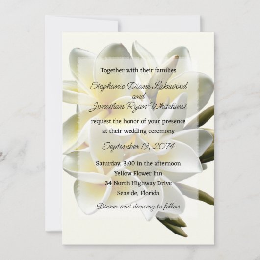 Hawaiian Wedding Frangipani Einladung (Vorderseite)