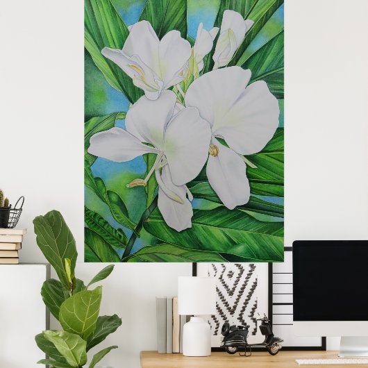 Hawaiian White Ginger Poster (Heimbüro)