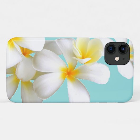 Hawaiian white plumeria flower blue Case-Mate iPhone hülle (Rückseite (Horizontal))
