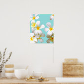 Hawaiian white plumeria flower blue poster (Küche)