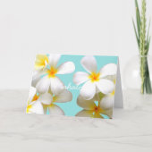 Hawaiian white plumeria greeting card blue karte (Vorderseite)