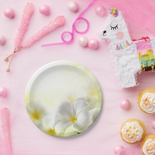 Hawaiian White Plumeria Pappteller (Party)