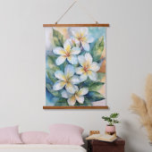 Hawaiian White Plumeria Wandteppich Mit Holzrahmen (Schlafzimmer)