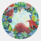 Hawaiian Wreath Mele Kalikimaka Weihnachten Runder Aufkleber (Vorderseite)