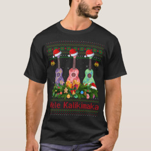 Hawaiian Xmas Ugly Mele Kalikimaka Ukulele Guitar T-Shirt