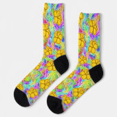 Hawaiian Yellow Flowers Socken (Linkes Detail)