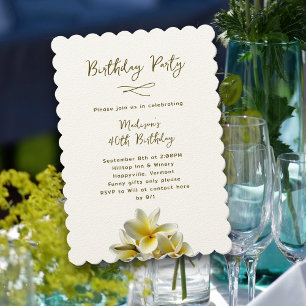Hawaiian Yellow Plumeria Geburtstagsparty Einladun Einladung