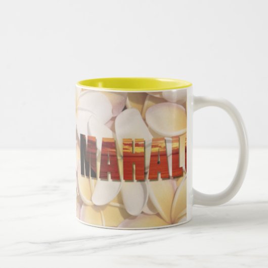 Hawaiianer "Aloha-Mahalo" (Willkommen u. danken Zweifarbige Tasse (Rechts)