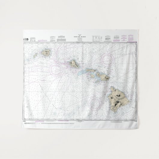 Hawaiianinseln — nautische Übersicht 1904 Wandteppich (Vorderseite (Horizontal))