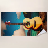 Hawaiianische akustische Gitarre Beach Towel Strandtuch (Vorderseite)