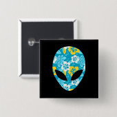 Hawaiianische Alien Head - Funny Alien Button (Vorne & Hinten)
