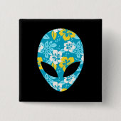 Hawaiianische Alien Head - Funny Alien Button (Vorderseite)