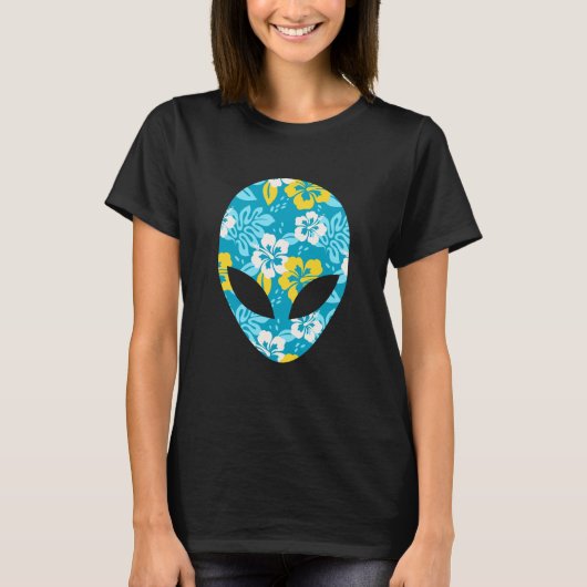 Hawaiianische Alien Head - Funny Alien T-Shirt (Vorderseite)