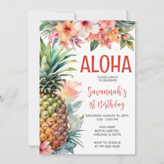 Hawaiianische Aloha-Geburtstagsfeier Einladung