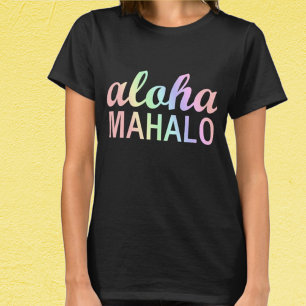 Hawaiianische Aloha Mahalo Strand in Pastell-Regen T-Shirt