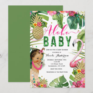 Hawaiianische Aloha-Tropen-Baby-Mädchen-Vintage-Du Einladung