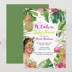 Hawaiianische Aloha Tropical Baby Girl Vintage-Par Einladung