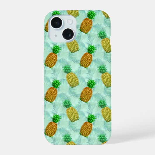 Hawaiianische Ananas Light Blue iPhone 15 Hülle (Rückseite)