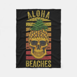 Hawaiianische Ananas Skull Aloha Strände Funny Haw Fleecedecke