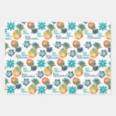 Hawaiianische Ananas und Hibiskus Mele Kalikimaka Geschenkpapier Set (Vorderseite)