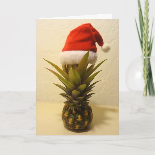 Hawaiianische Ananas-Weihnachtsmannmütze Weihnacht Feiertagskarte (Vorderseite)