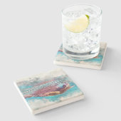 Hawaiianische Aquarellmalerei Steinuntersetzer (Seitenansicht)