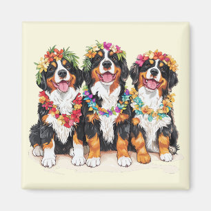 Hawaiianische Berner Sennenhunde Blumenlei Magnet