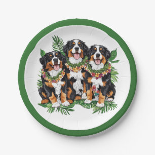 Hawaiianische Berner Sennenhunde Blumenlei Pappteller