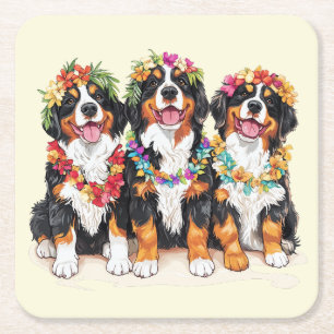 Hawaiianische Berner Sennenhunde Blumenlei Rechteckiger Pappuntersetzer