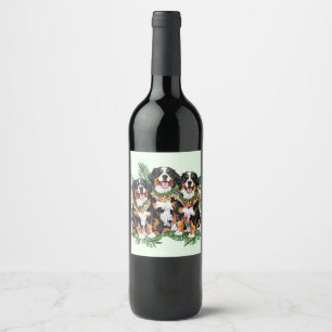 Hawaiianische Berner Sennenhunde Blumenlei Weinetikett