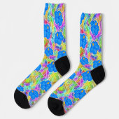 Hawaiianische Blaue Blumen Socken (Linkes Detail)