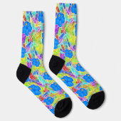 Hawaiianische Blaue Blumen Socken (Rechts)