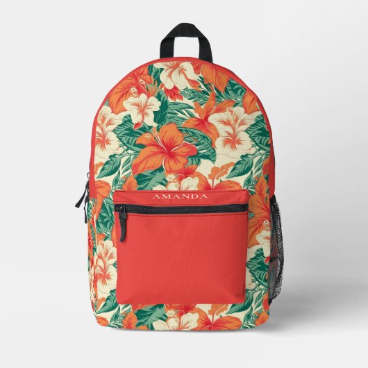 Hawaiianische Blume Bedruckter Rucksack (Vorderseite)