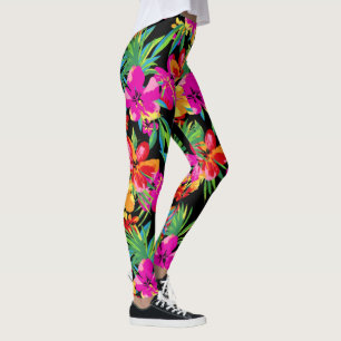Hawaiianische Blume Ihre Hintergrundfarbe Leggings