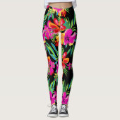 Hawaiianische Blume Ihre Hintergrundfarbe Leggings (Vorderseite)