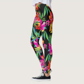Hawaiianische Blume Ihre Hintergrundfarbe Leggings (Links)