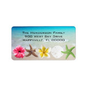 Hawaiianische Blume in der Rücksendeadresse Seashe Adressaufkleber (Vorne)