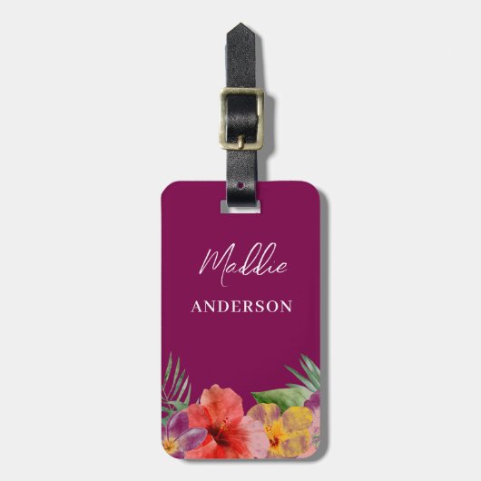 Hawaiianische Blumen Gepäckanhänger (Vorderseite vertikal)