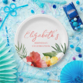 Hawaiianische Blumen zum Geburtstag Pappteller (Party)