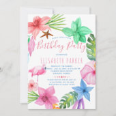 Hawaiianische Blumenpracht Geburtstagsparty Einladung (Vorderseite)