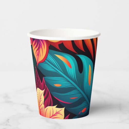 Hawaiianische Blüte helle tropische Muster Pappbecher (Vorderseite)