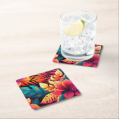 Hawaiianische Blüte helle tropische Muster Rechteckiger Pappuntersetzer (Vor Ort)