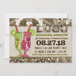Hawaiianische Cocktails Sandy Brown Einladung