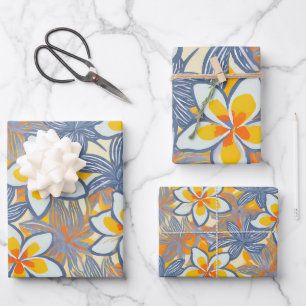 Hawaiianische Druckplumeria Geschenkpapier Set