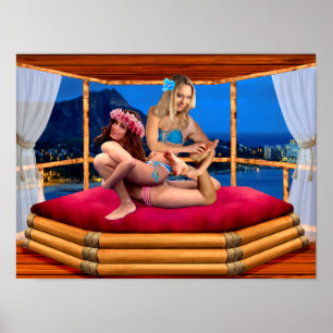 HAWAIIANISCHE FANTASY-WRESTLING POSTER